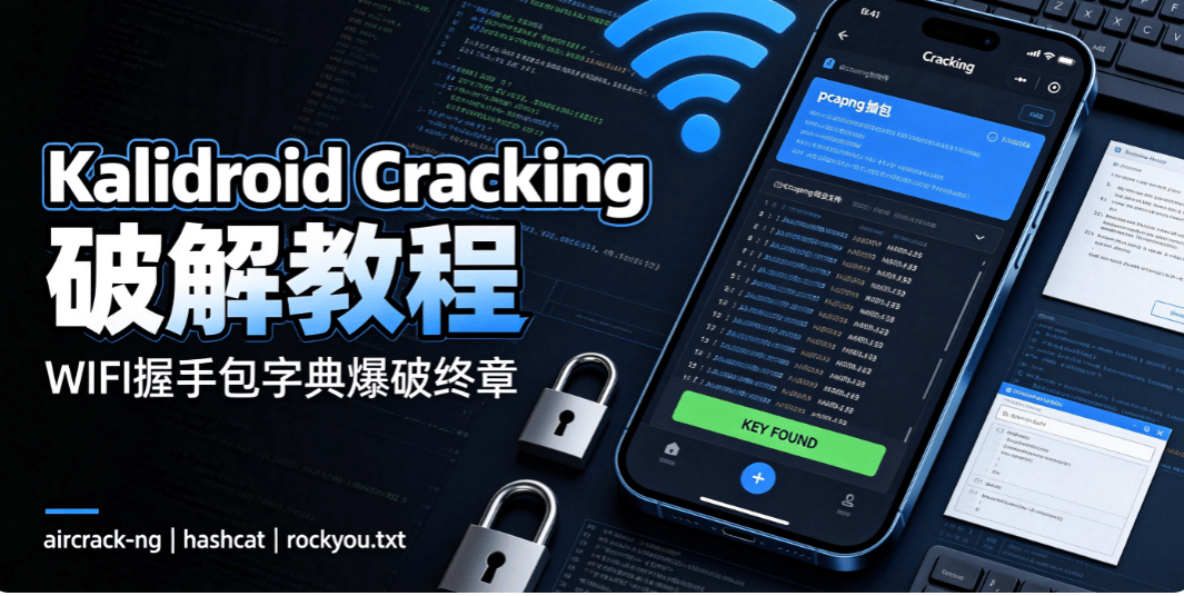 Kalidroid Cracking 模块完整教程|WiFi 握手包 / PMKID 字典破解(无线渗透最终环节)-X黑手网