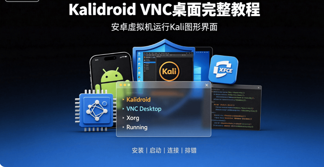 Kalidroid VNC 图形桌面完整教程|手机启动完整 Kali XFCE 可视化桌面-X黑手网
